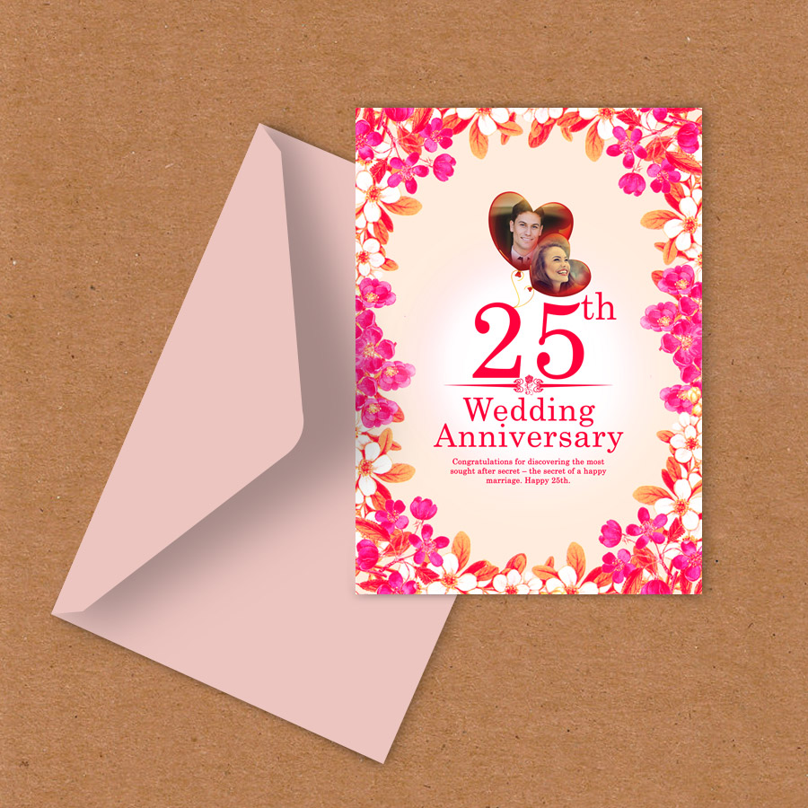 Send 25th wedding  anniversary  wishes  by beautiful 